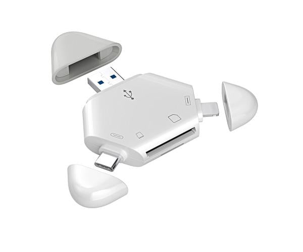 Кардридер USB Type-C Lightning TF SD SDHC White