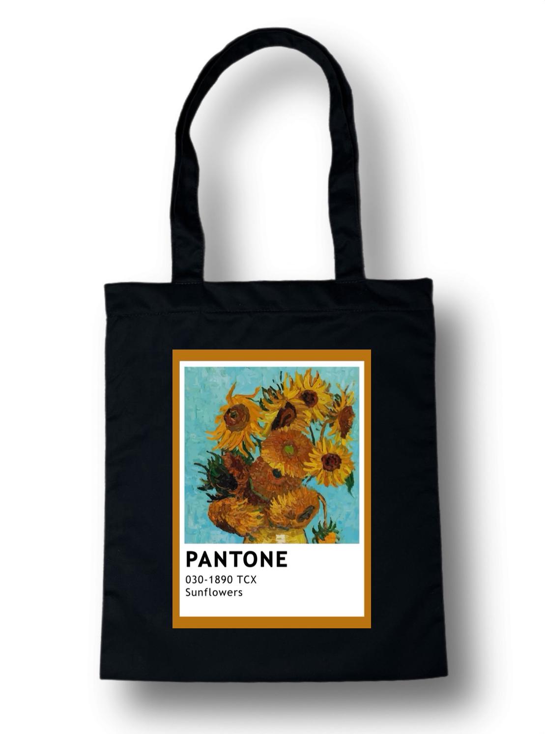 Еко-сумка універсальна бавовняна eSTetdruk принт Pantone Sunflowers 35x41 см Чорний (ST0029)