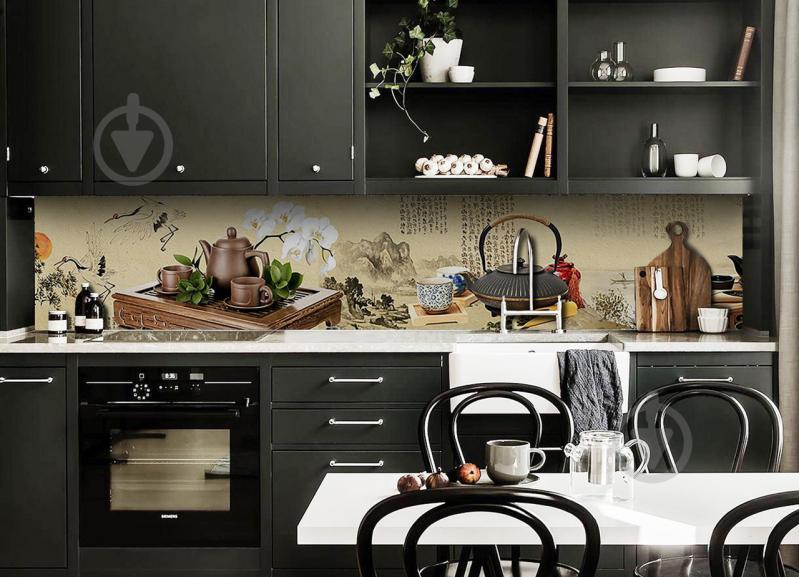 Скинали на кухню Zatarga «Китайское чаепитие Азия чай» 650х2500 мм виниловая 3Д наклейка кухонный фартук Z180389/1