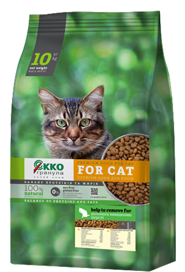 Корм сухий для котів Екко-гранула Допомога виведенню шерсті 10 кг (00-00015160) - фото 1 Корм сухий для котів Екко-гранула Допомога виведенню шерсті 10 кг (00-00015160) - фото 1