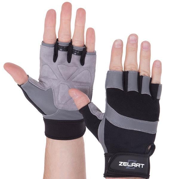 Перчатки для тяжелой атлетики Zelart SB-161594 XL Черный/Серый (07363036)