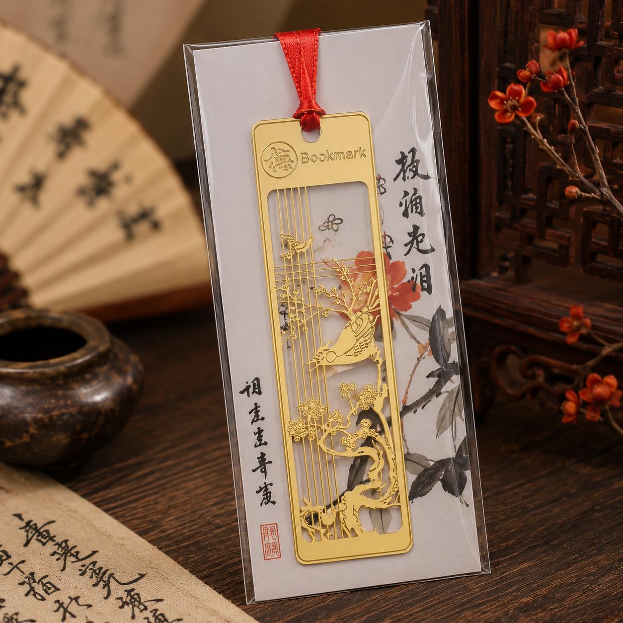 Закладка для книг металева Chinese Elegance пташка на квітучому дереві (37243371)
