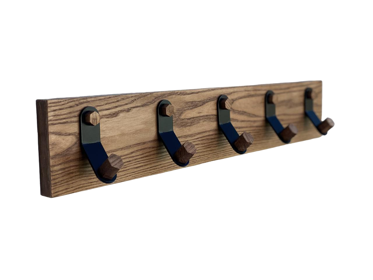 Настенная вешалка деревянная с 5 металлическими крючками 50х10 см (ML-13.2)