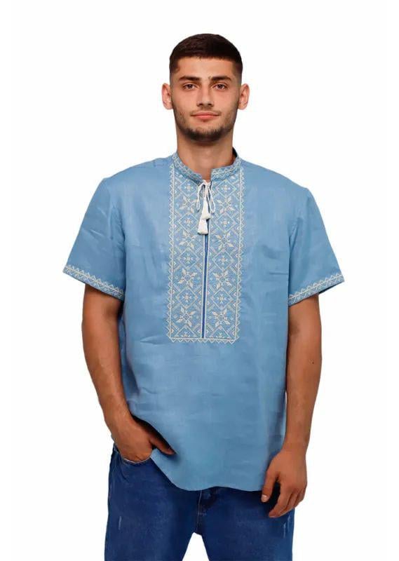 Вышиванка мужская р. 52 Голубой (285)
