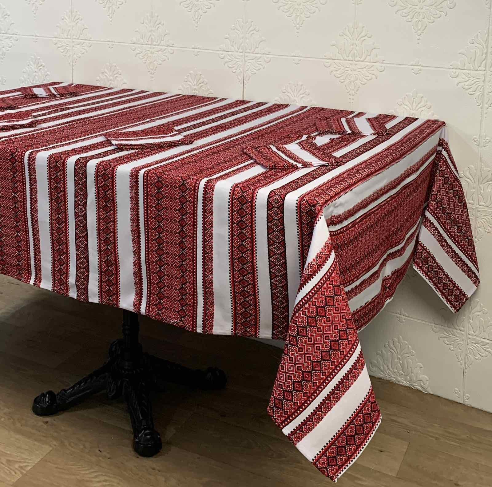 Набір святковий Едельвіка Анастасія 162-22/00 скатертина 120x140 см та серветки 32х32 см 6 шт. Червоний (CN32049)