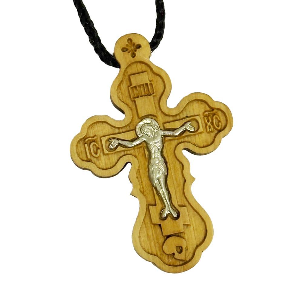 Хрест натільний дерев'яний фігурний світлий (777712473)