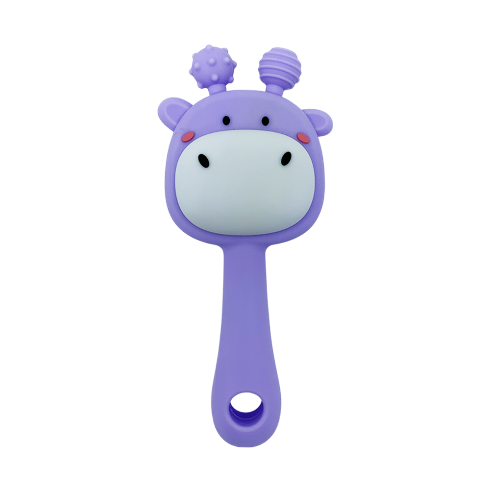 Прорезыватель-погремушка Жираф силиконовый Сиреневый (31235748)