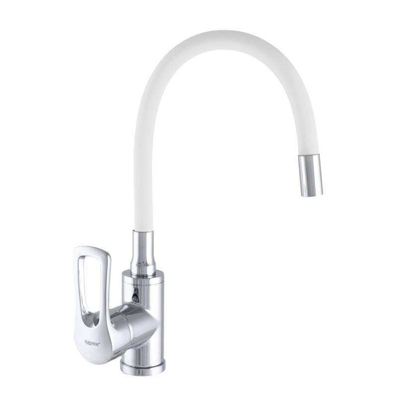 Смеситель для кухни Zerix SAR 181 с силиконовым изливом Белый (ZX2671)