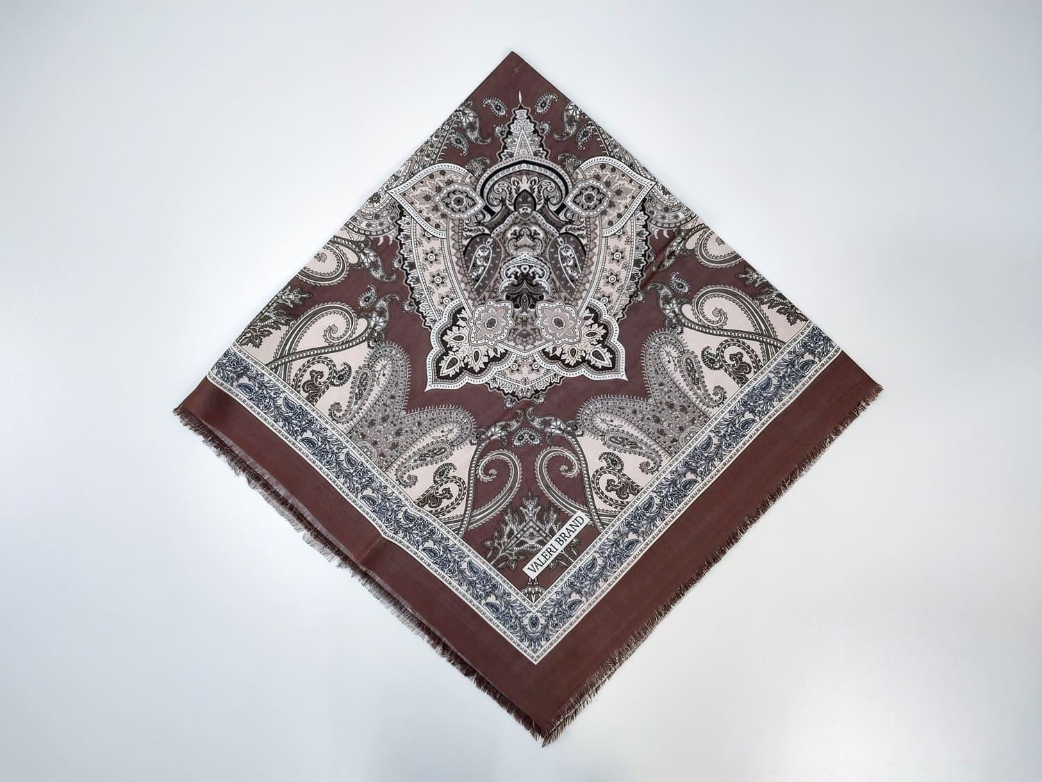 Платок с узором 80x80 см Коричневый (ХустM277)