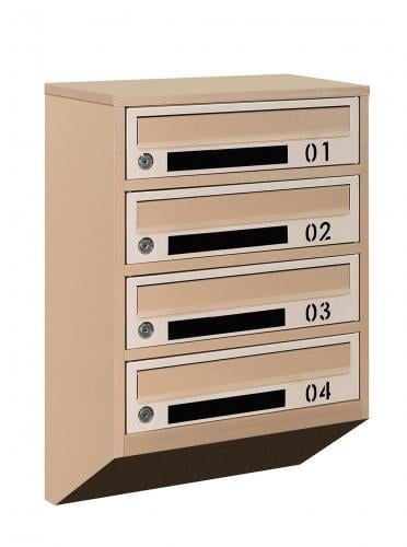 Почтовый ящик Галиндустрия Е1-04-D металлический многосекционный на 4 квартиры Бежевый (132-119-000004815)