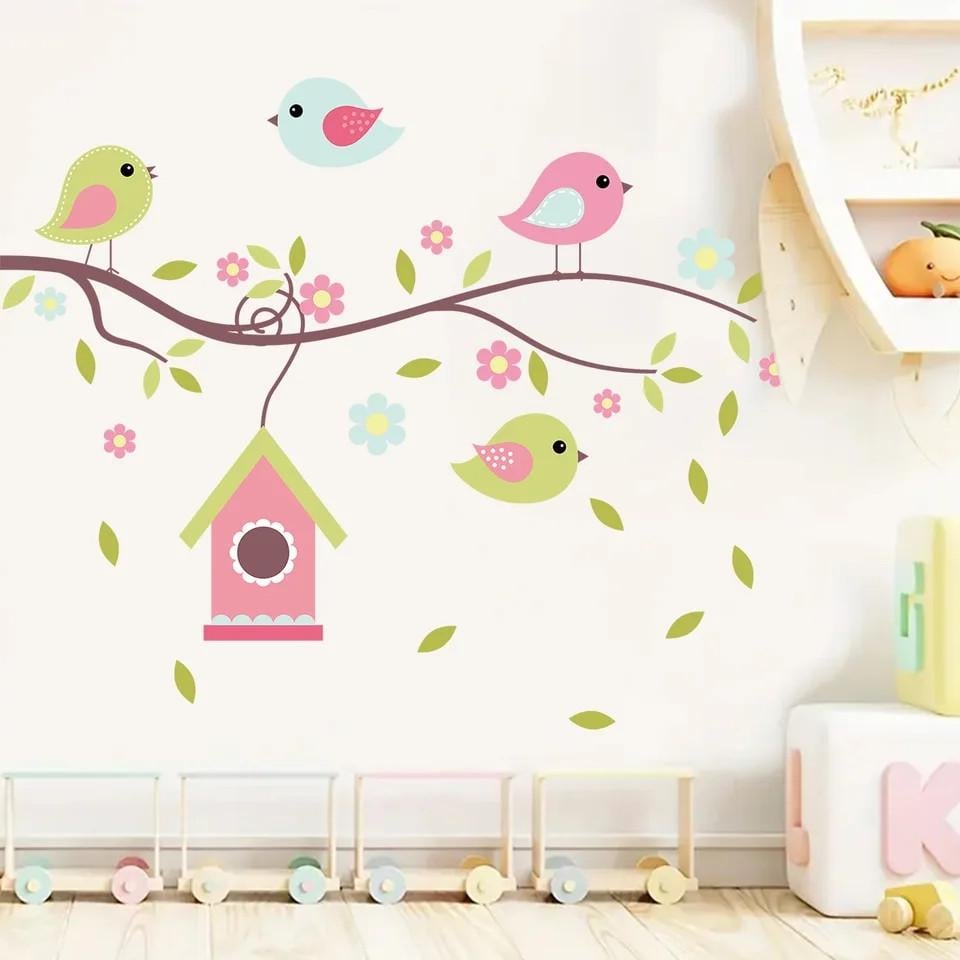 Наклейка BRUP на стену Pretty birds Птички возле домика лист 40х60 см (34968937)