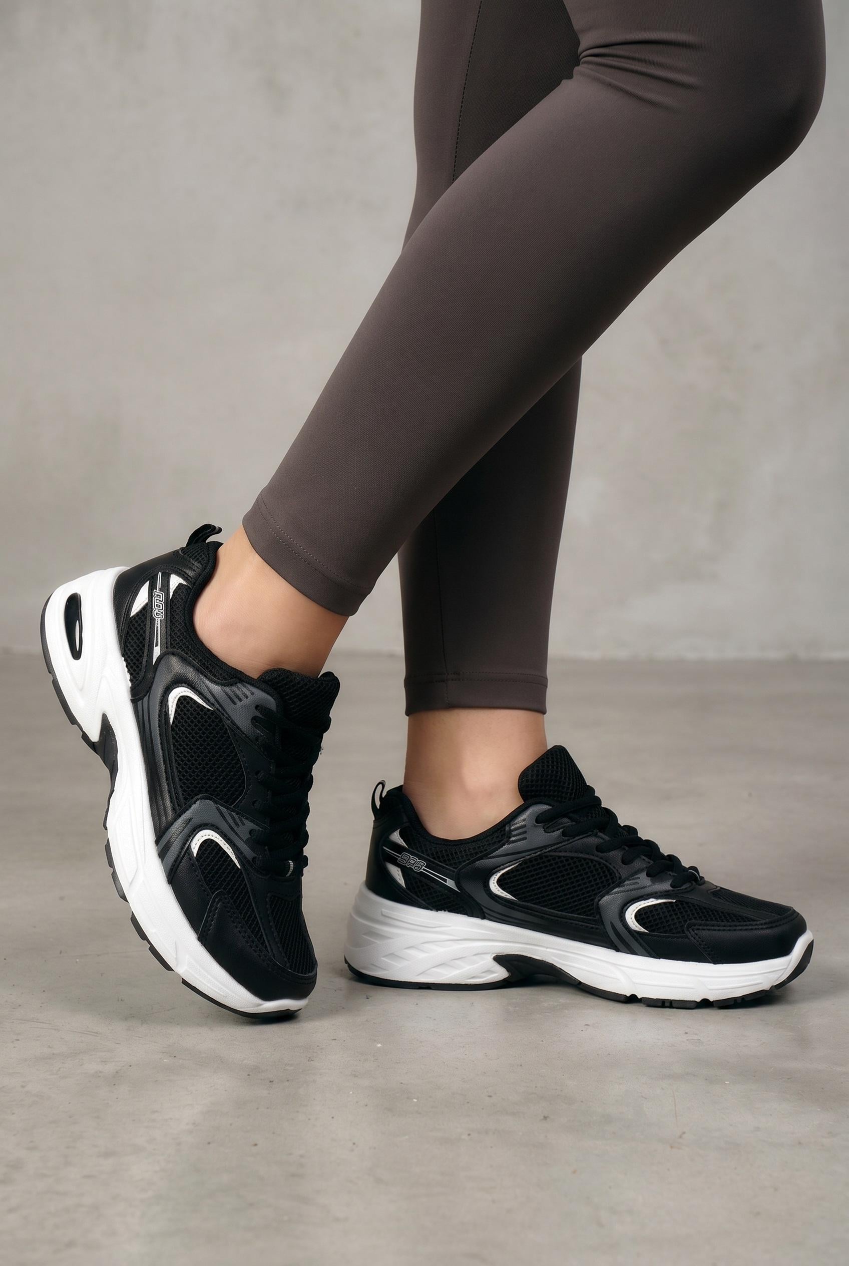 Кроссовки женские Fashion 347206 р. 39 Черный с белыми вставками (347206_39)