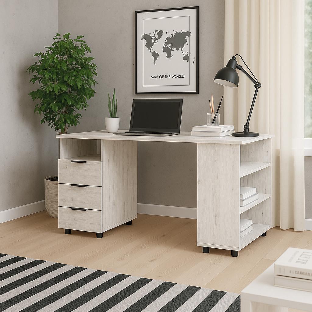 Стол письменный СП8 3Я SENAM 750х1300х600 мм ДСП Дуб Крафт Белый Стол письменный СП8 3Я SENAM 750х1300х600 мм ДСП Дуб Крафт Белый