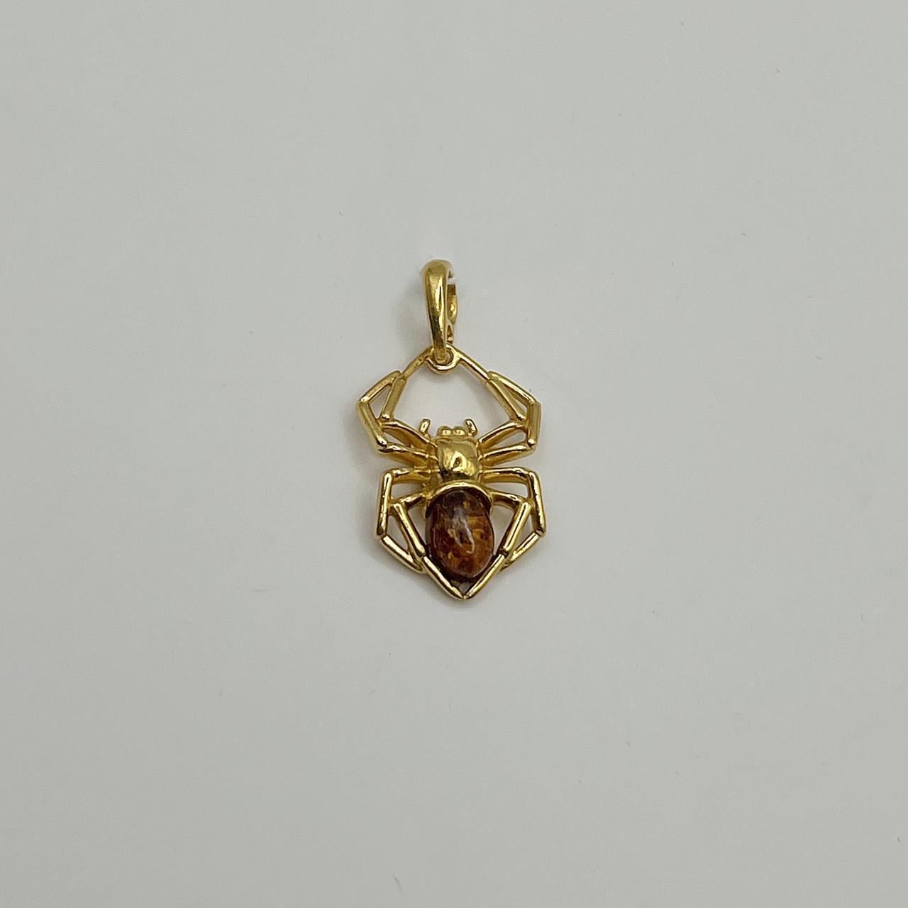 Серебряный кулон с янтарем Паук 2,2 г (2580664929)