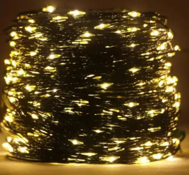 Гірлянда-нитка Роса 220V 500 LED 8 режимів зелений провід на котушці 50 м Теплий білий (50 USB rosa) - фото 2