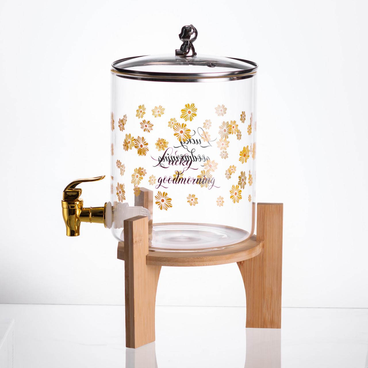 Лимонадница с краном на бамбуковой подставке 3,6 л (HP-34-17) - фото 3 Лимонадница с краном на бамбуковой подставке 3,6 л (HP-34-17) - фото 3