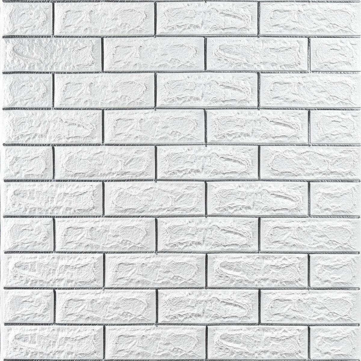 3D-панель самоклеящаяся Полоса под кирпич 700х770х7 мм Белый/Серебряный (SW-00000754)