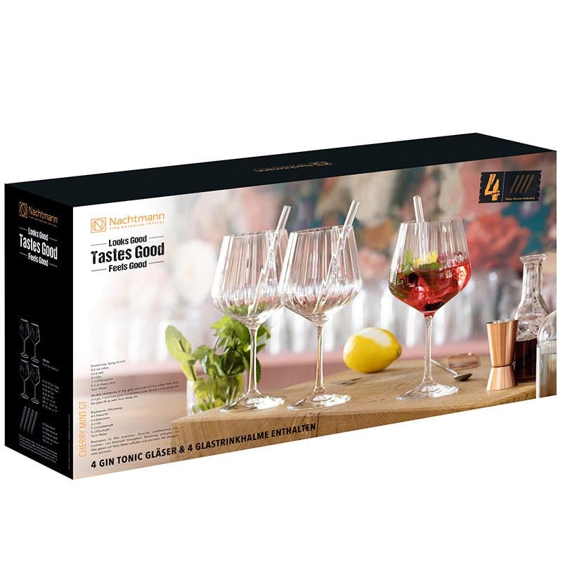 Набір келихів для коктейлю Nachtmann Tastes Good 640мл (4 шт.) + 4 трубочки і щітка (101005043)
