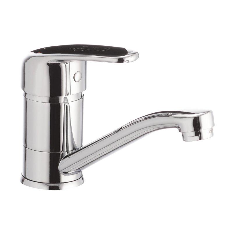 Смеситель для умывальника Cron MAGIC 555 излив 15 см черная ручка (CR0131)