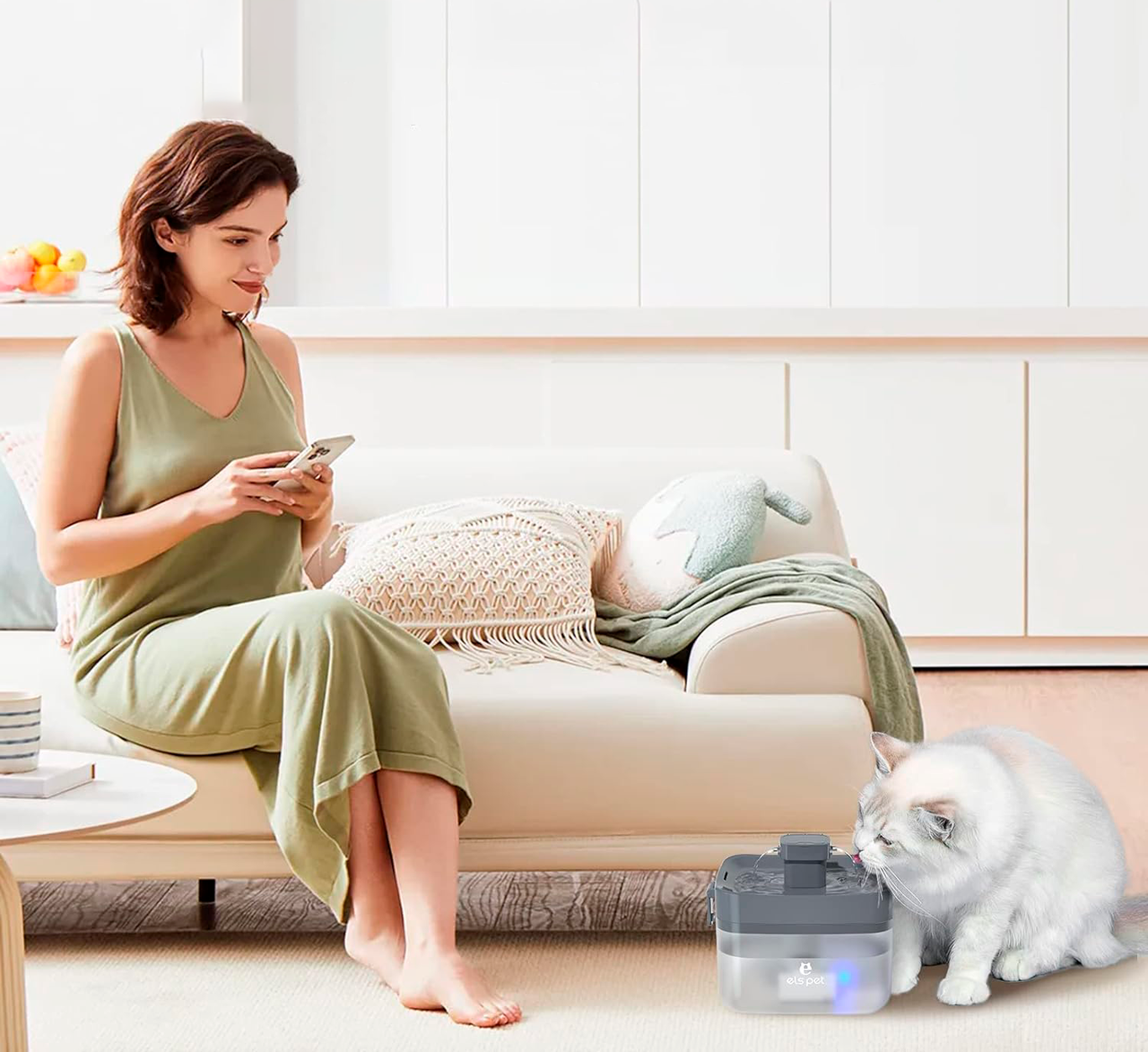 Поилка фонтан для кошек и собак ELS PET 1,5 л с фильтром и LED подсветкой (2028234428) - фото 5 Поилка фонтан для кошек и собак ELS PET 1,5 л с фильтром и LED подсветкой (2028234428) - фото 5