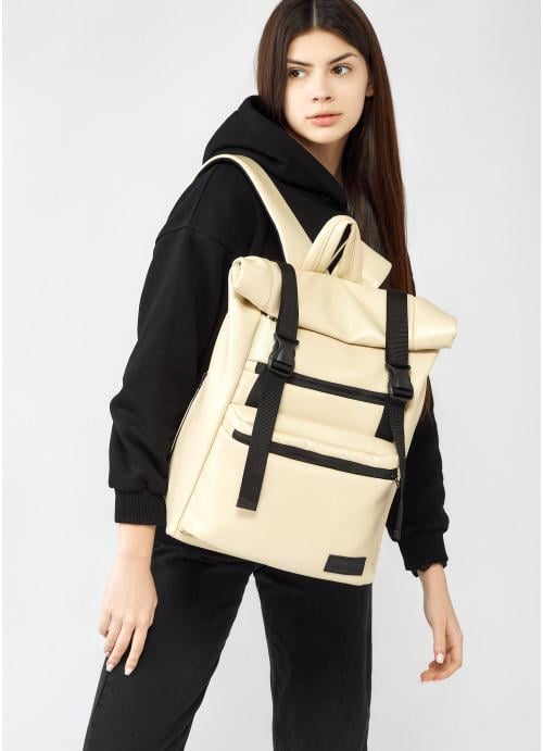 Городской рюкзак женский роллтоп Sambag с отделением под ноутбук Шампань (6190301641)