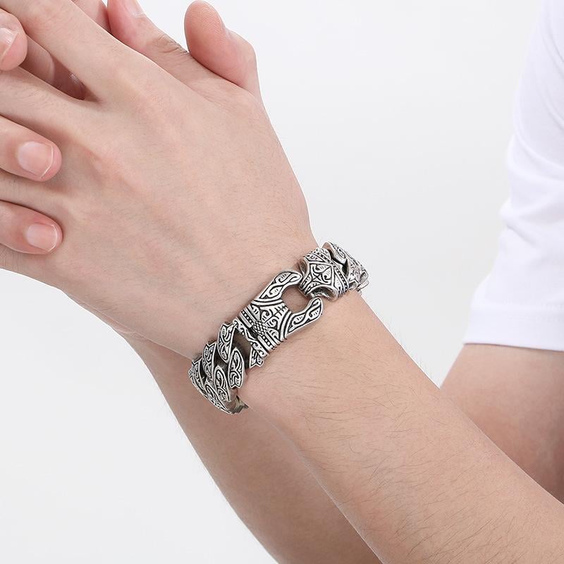 Браслет мужской Викинг из мельхиора и покрытием из серебра 925 22 см (58689085)