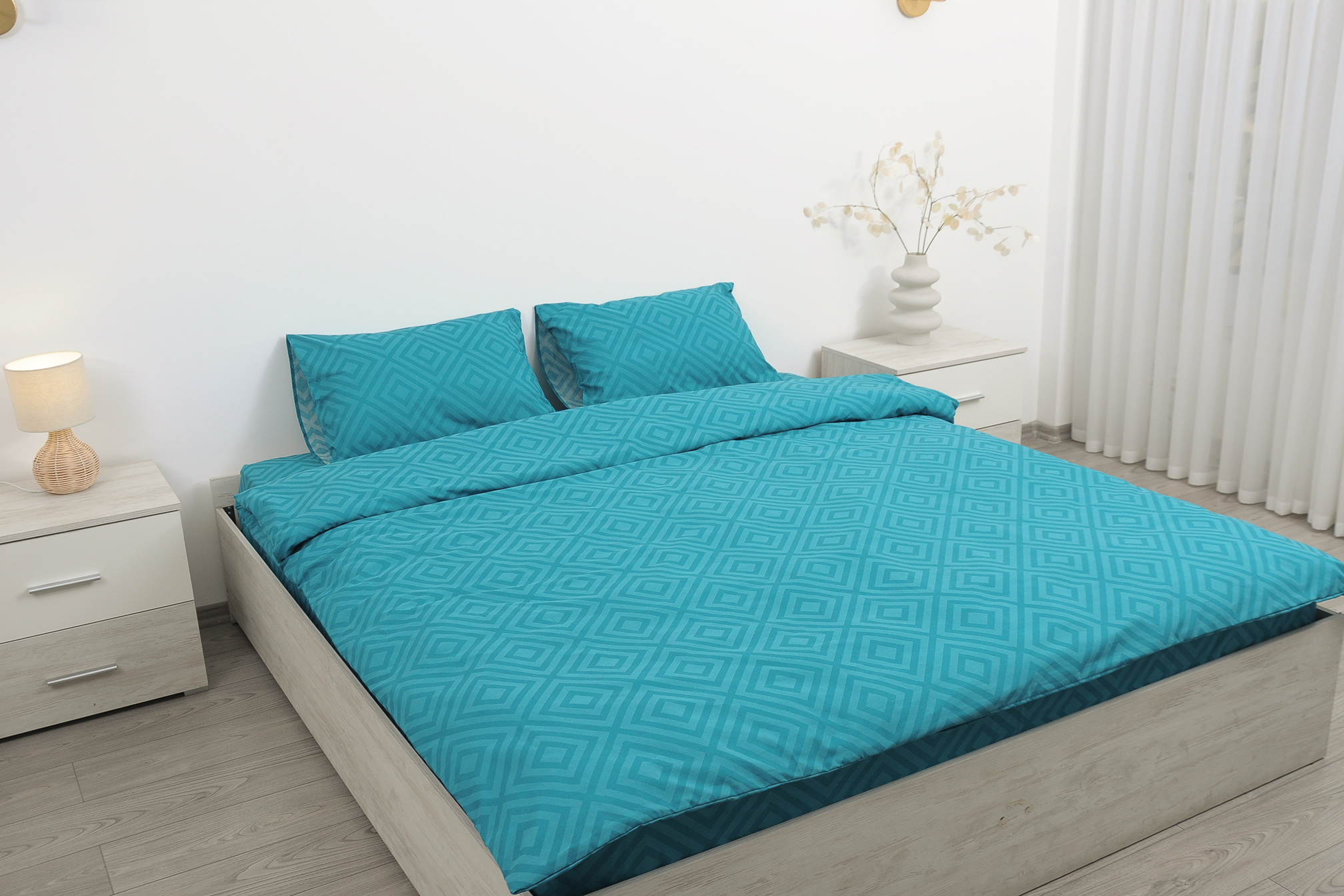 Комплект постельного белья евро Amore Glux-166 бязь Бирюзовый (KPB-Ae-Glux-166(50x70)_) - фото 6 Комплект постельного белья евро Amore Glux-166 бязь Бирюзовый (KPB-Ae-Glux-166(50x70)_) - фото 6