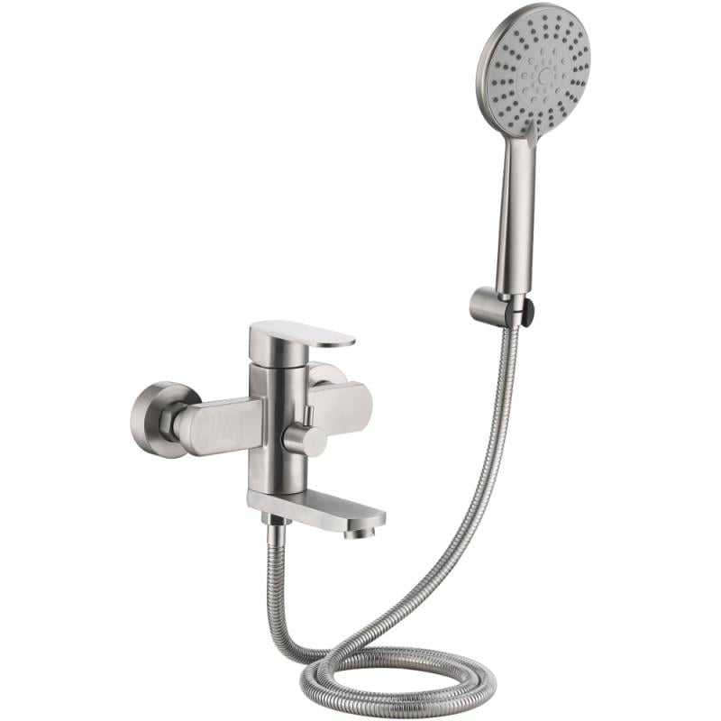 Смеситель для ванны Lidz Luna 006 с поворотным изливом и душевым гарнитуром K35 Nickel (LDLUN006NKS49190)