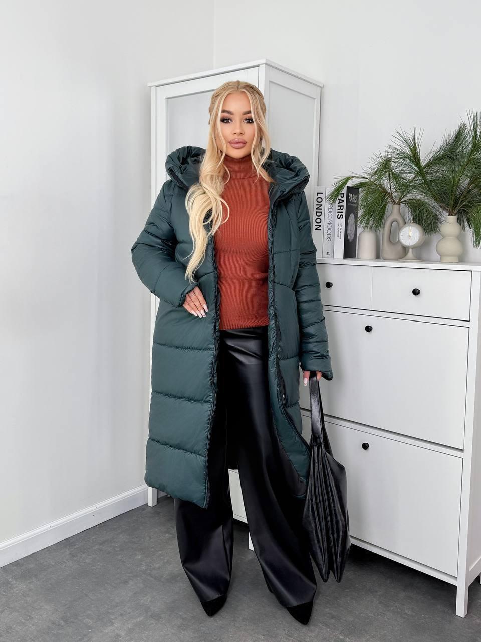 Пуховик жіночий зимовий подовжений до -20°С батал 4XL-5XL Смарагдовий (OV-1099SM-4XL-5XL) - фото 2 Пуховик жіночий зимовий подовжений до -20°С батал 4XL-5XL Смарагдовий (OV-1099SM-4XL-5XL) - фото 2