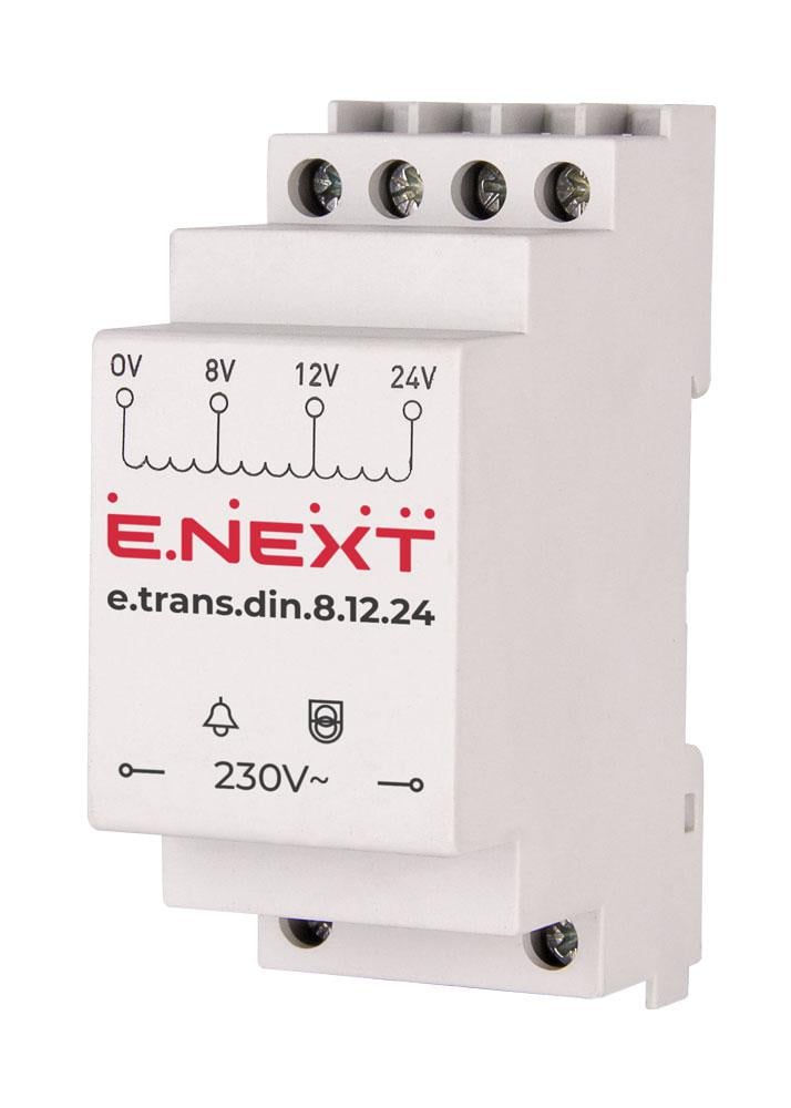 Трансформатор E.NEXT e.trans.din.8.12.24 на DIN-рейку 8 Вт 220V (p057001)