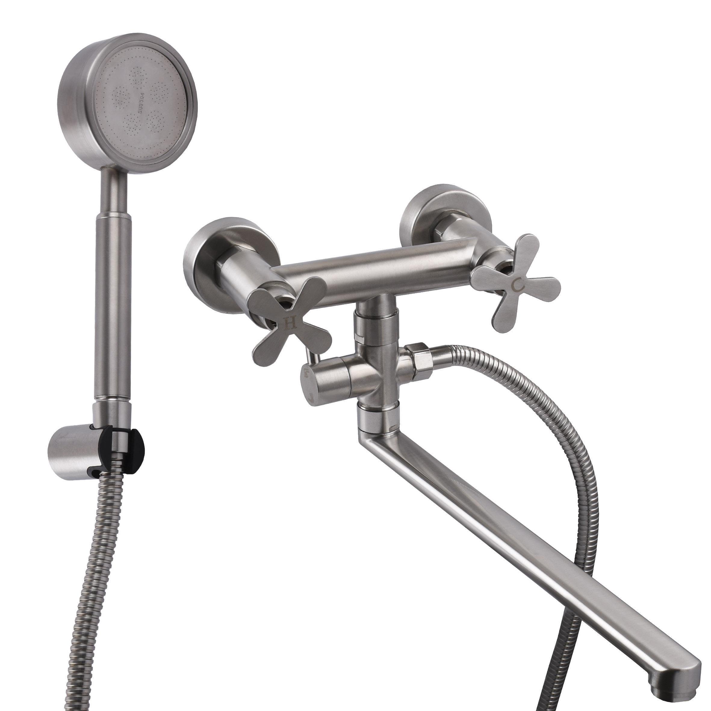 Змішувач для ванни Globus Lux нержавіюча сталь Сатин (24965)