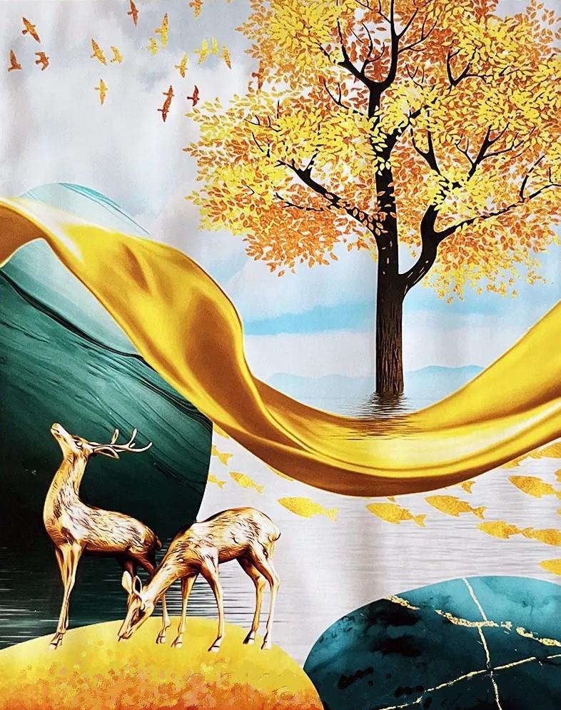 Алмазна мозаїка Абстракція Олені на полотні з підрамником 40х50 см (GA82781)