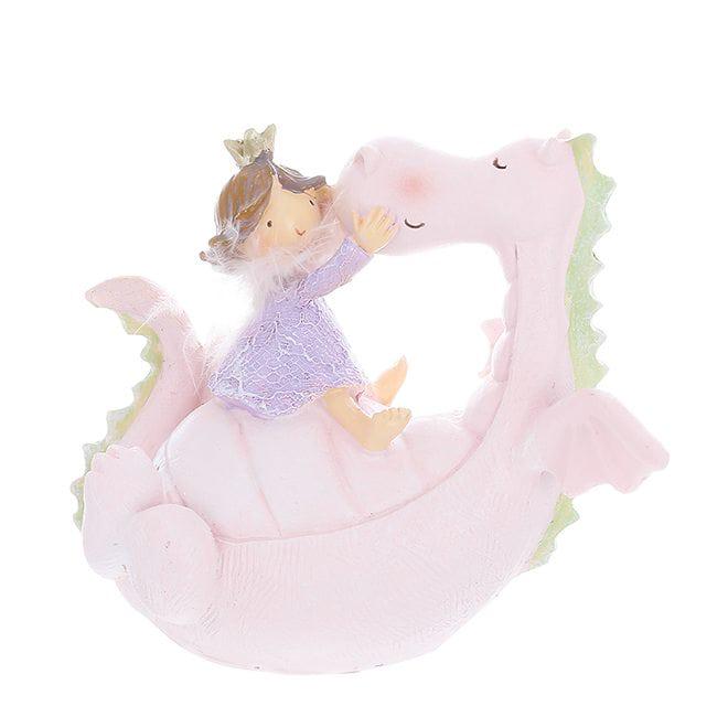 Фигурка новогодняя Flora Девочка с драконом 12 см Розовый (11719)