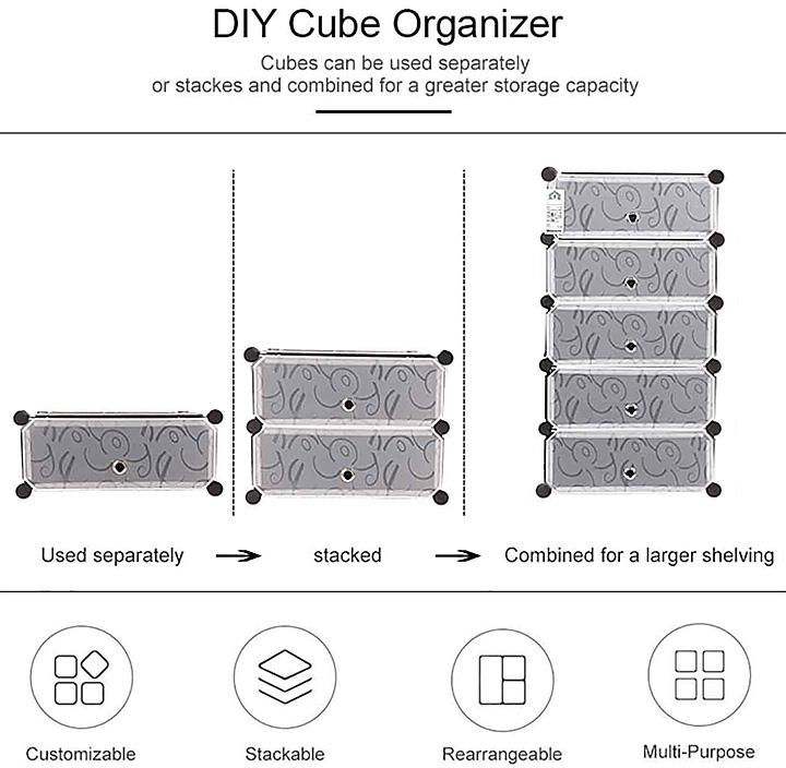 Шафа HCX пластикова для взуття Storage Cube Cabinet А1-5 37x37x90 см Чорний (A15C) - фото 6