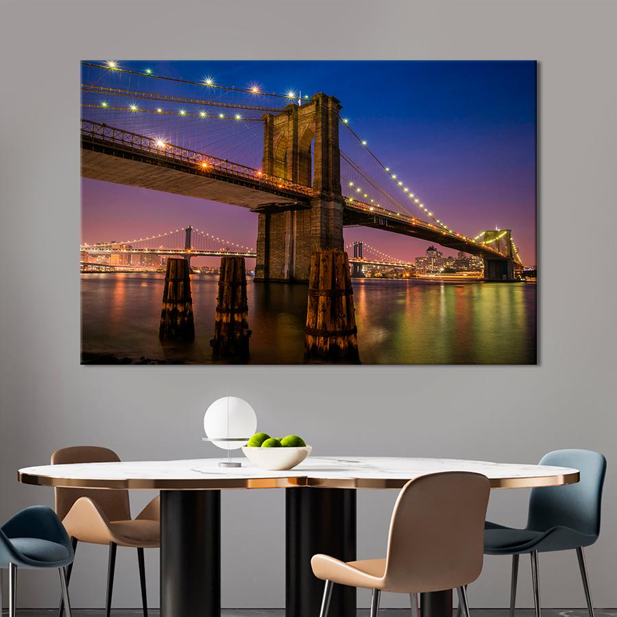 Картина город Красивые мосты Бруклина 51x34 см (A791-1)