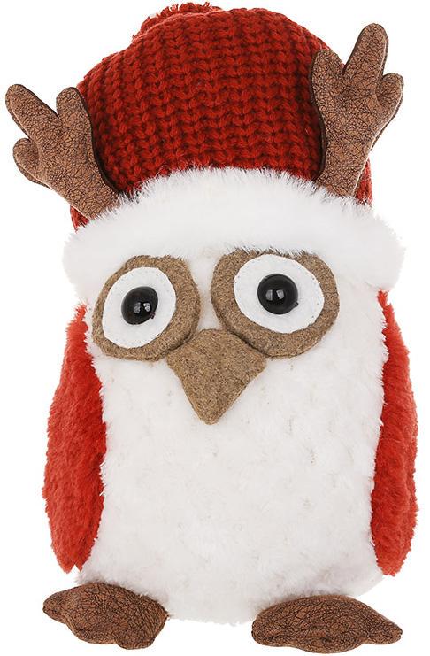 Игрушка мягкая Совушка в новогодней шапке 34 см