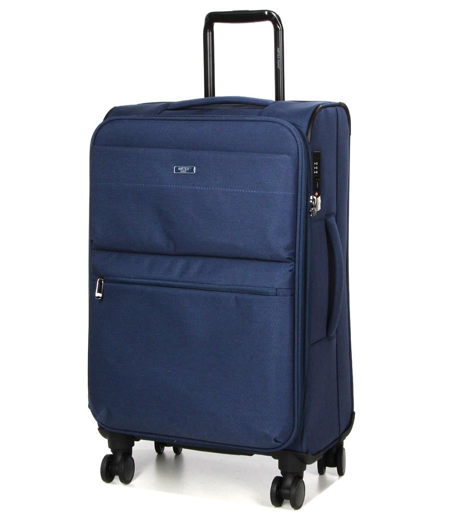 Валіза середня тканинна з розширенням Airtex 828 M 68х42х31 см 71 л Темно-синій