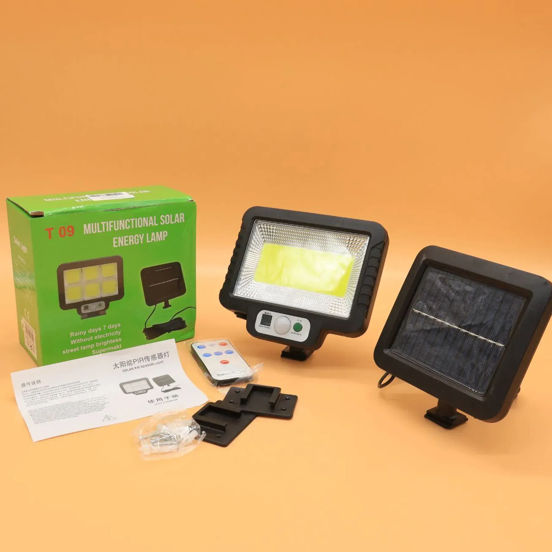 Ліхтар прожектор вуличний T-09 із сонячною панеллю та датчиком руху (234564447) - фото 10 Ліхтар прожектор вуличний T-09 із сонячною панеллю та датчиком руху (234564447) - фото 10