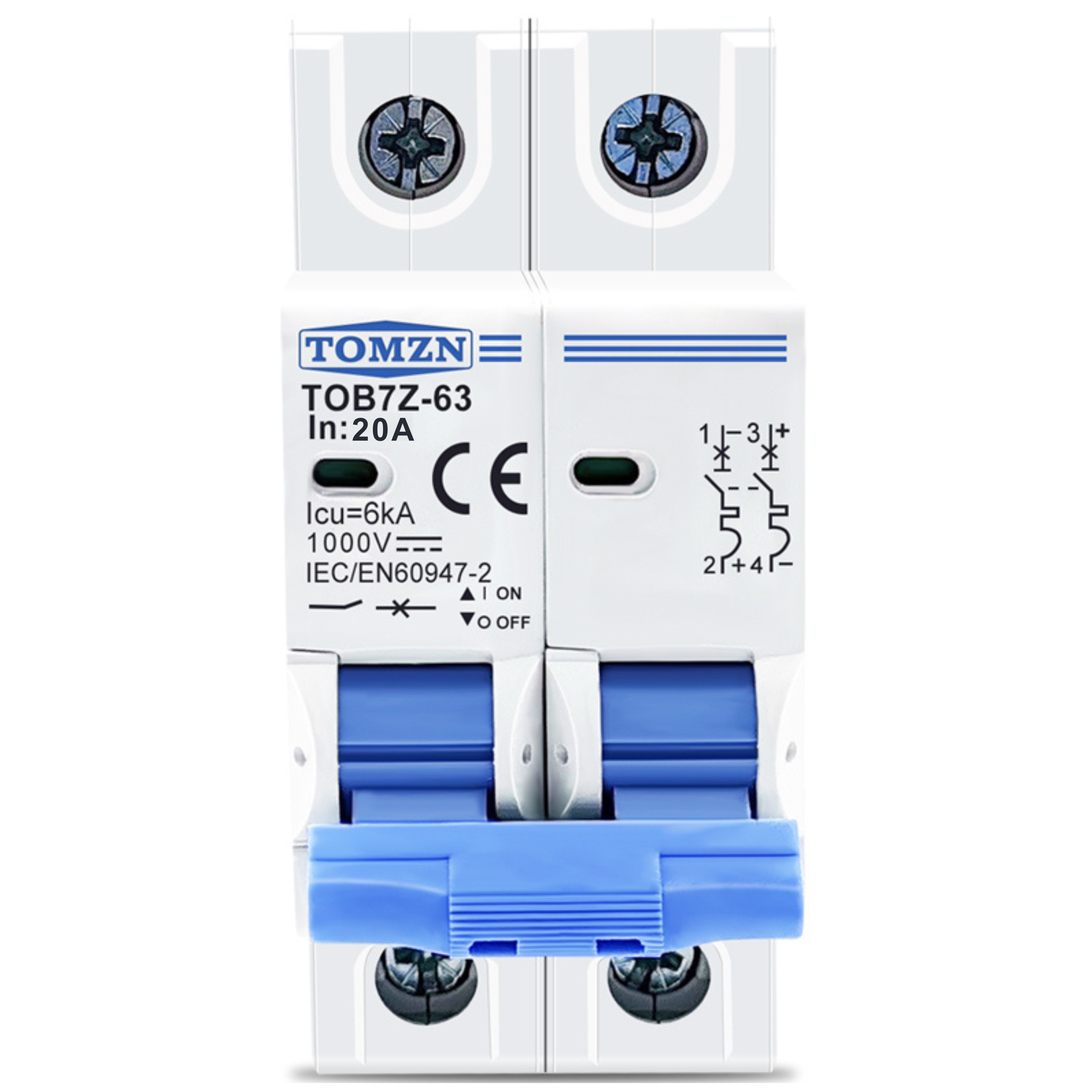 Автоматический выключатель постоянного тока 20 А двухполюсный TOMZN TOB1Z-63 20A 2P DC MCB 1000 V (2830077498)