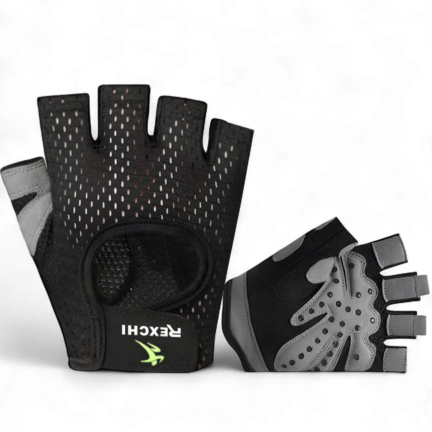 Перчатки для спорта без пальцев нескользящие Черный (66_12_M_1C)