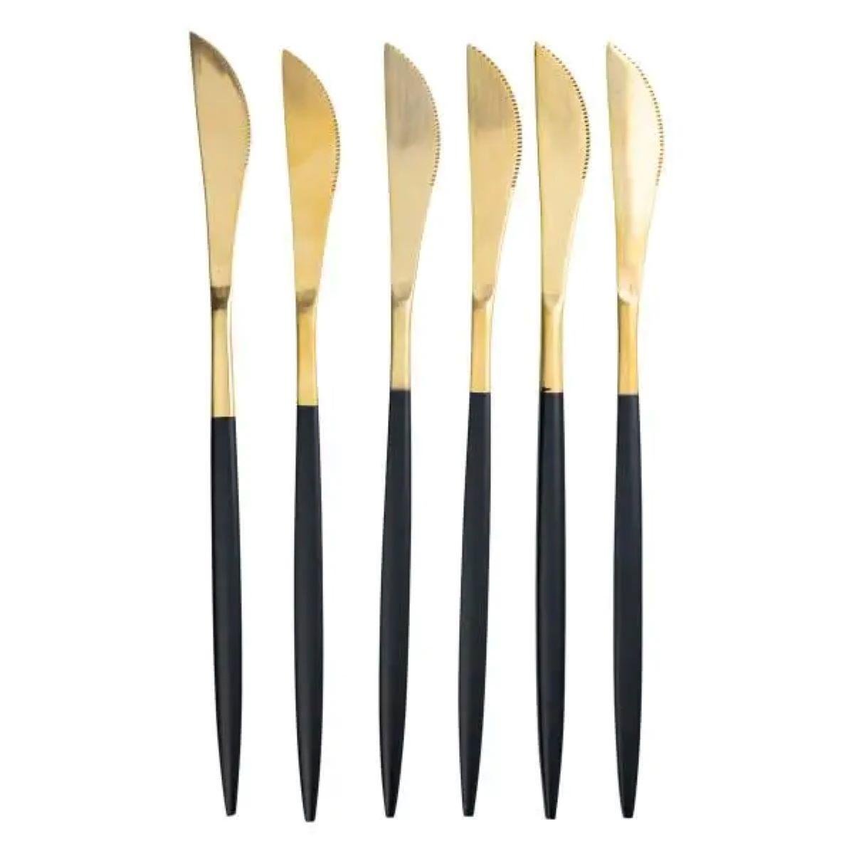 Набір столових ножів ножі сервірувальні столові 6 шт. 22.5 см Чорний/Золотий (HP-20-6) Набір столових ножів ножі сервірувальні столові 6 шт. 22.5 см Чорний/Золотий (HP-20-6)