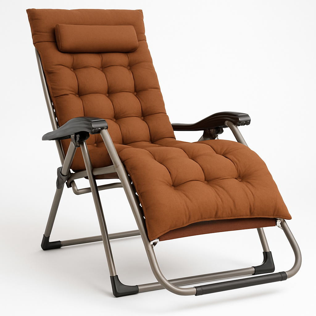 Крісло шезлонг розкладне LEOBRO Zero Gravity Premium Brown з підголовником і регулюванням спинки 177х64х110 см Коричневий