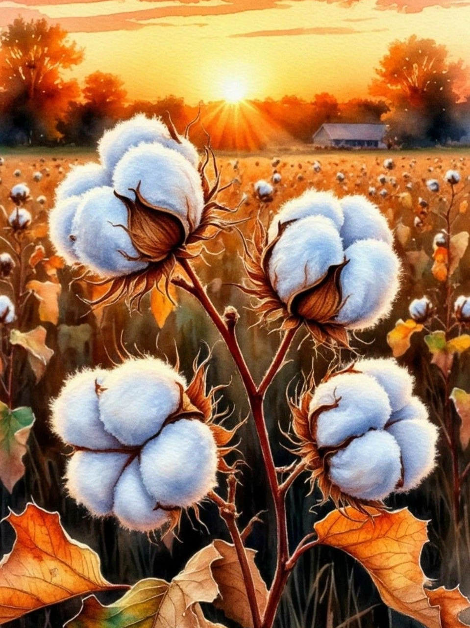 Алмазная мозаика Хлопок на закате 30х40 см (29514412)