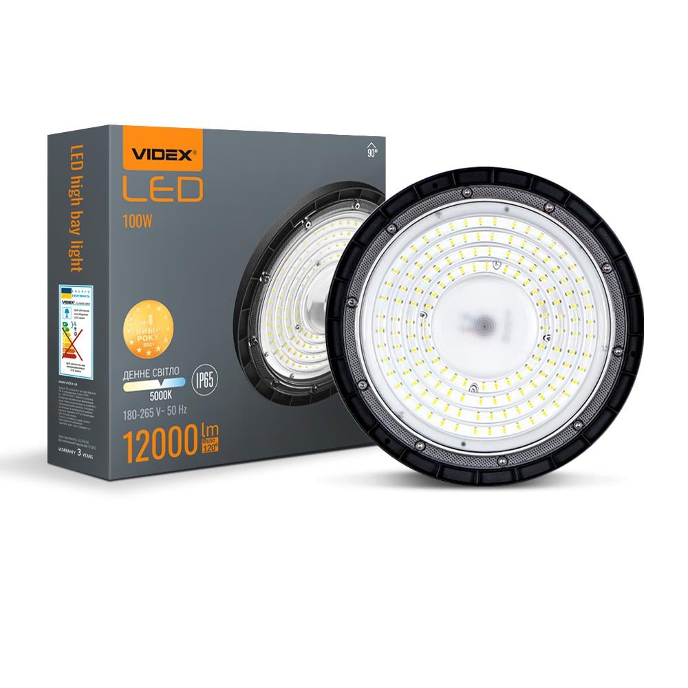 Светильник LED высотный ХайБэй Videx 100W 5000K 12000Lm 220V VL-HBe03-1005B Черный (27382)