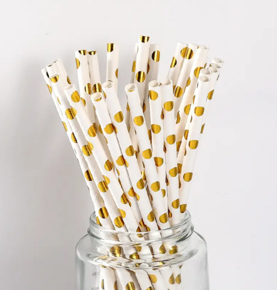 Трубочки коктейльные в горошек 25 шт. 20 см Золотисто-белый (2108/14) - фото 1 Трубочки коктейльные в горошек 25 шт. 20 см Золотисто-белый (2108/14) - фото 1
