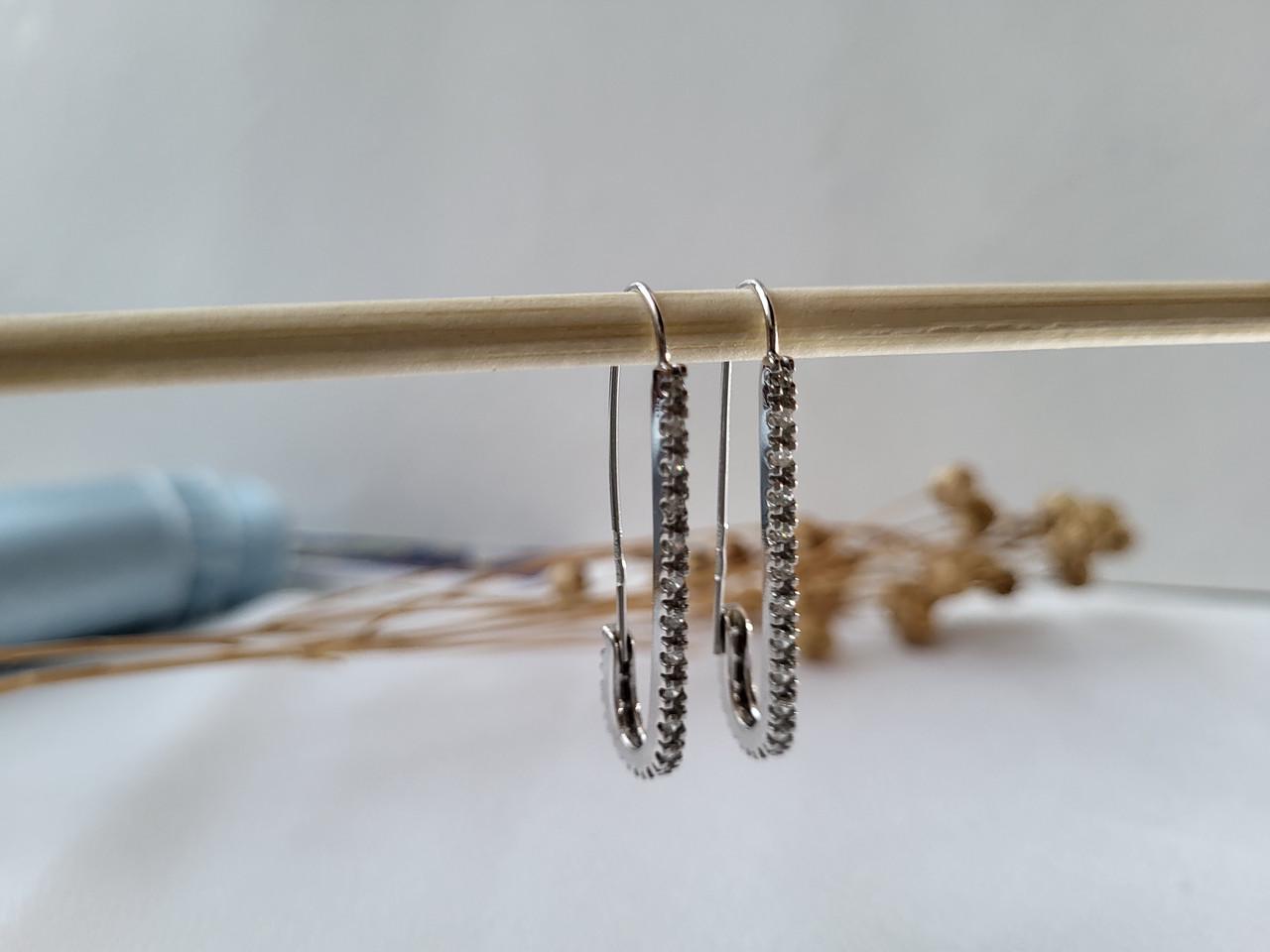 Серьги Булавки с белыми камнями серебро 925 пробы 3,08 г (20234р)