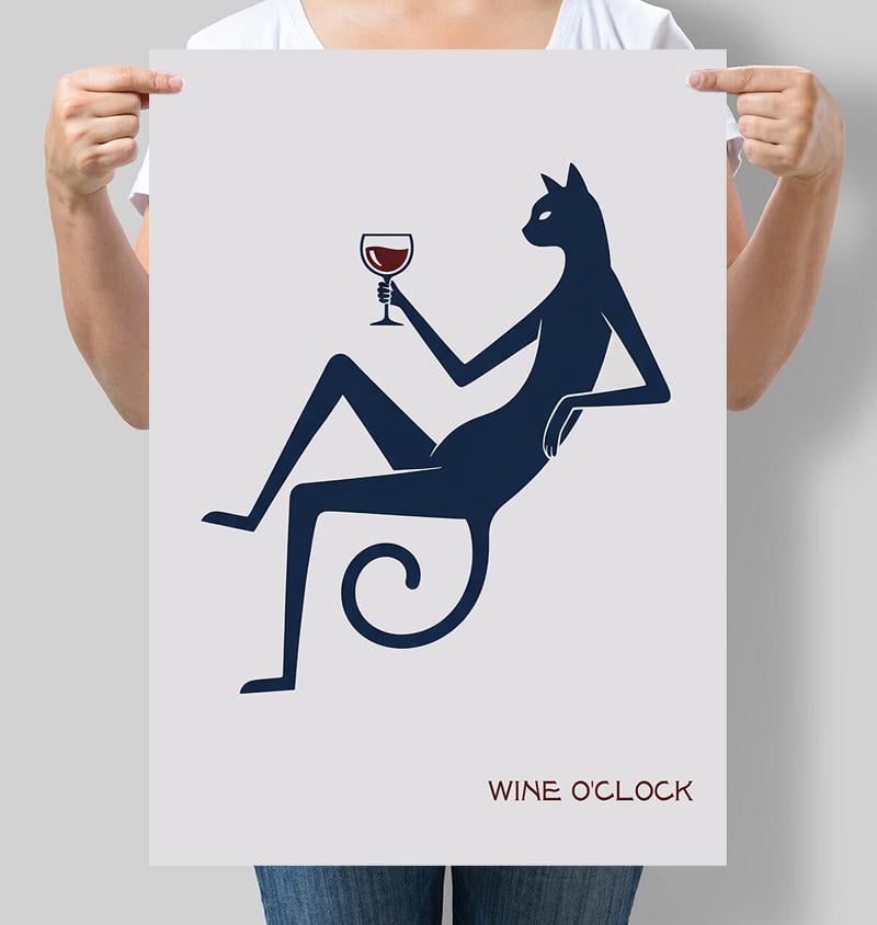 Постер интерьерный для кухни Wine O'Clock Время вина 42x60 см A2 без рамки (INNERPOSTER057_A2)