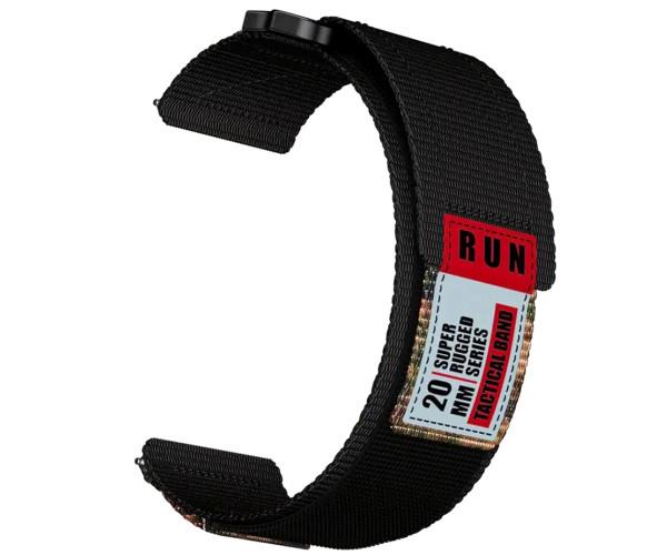 Ремешок Nylon Run для смарт-часов Garmin Instinct E с универсальным креплением 20 мм Черный