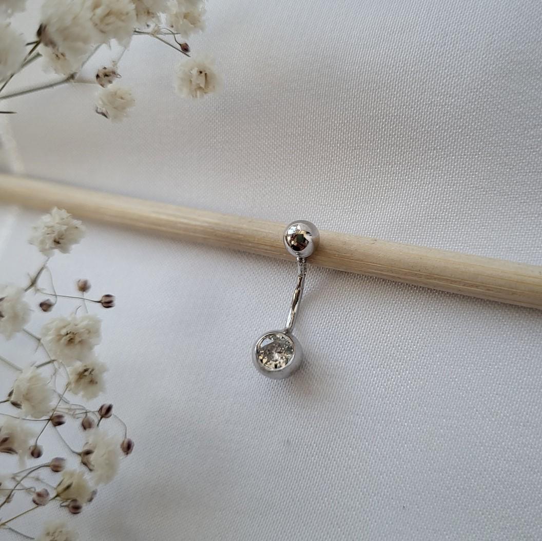 Пирсинг в пупок Шар с Камнем из серебра 925 проба покрыто родием 1,60 г (6001 25р)