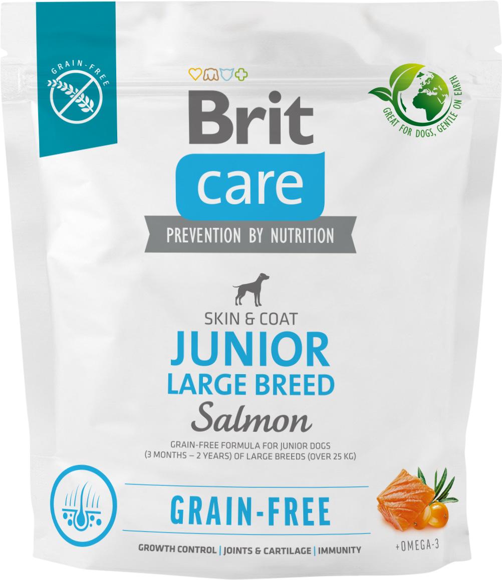 Корм для молодых собак больших пород Brit Care Dog Grain-free Junior Large Breed с лососем беззерновой 1 кг (8595602558889)